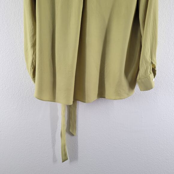 Berlook Button up Shirt w Tie Front Womens Small Green Minimalist Office Artsy - Picture 8 of 12